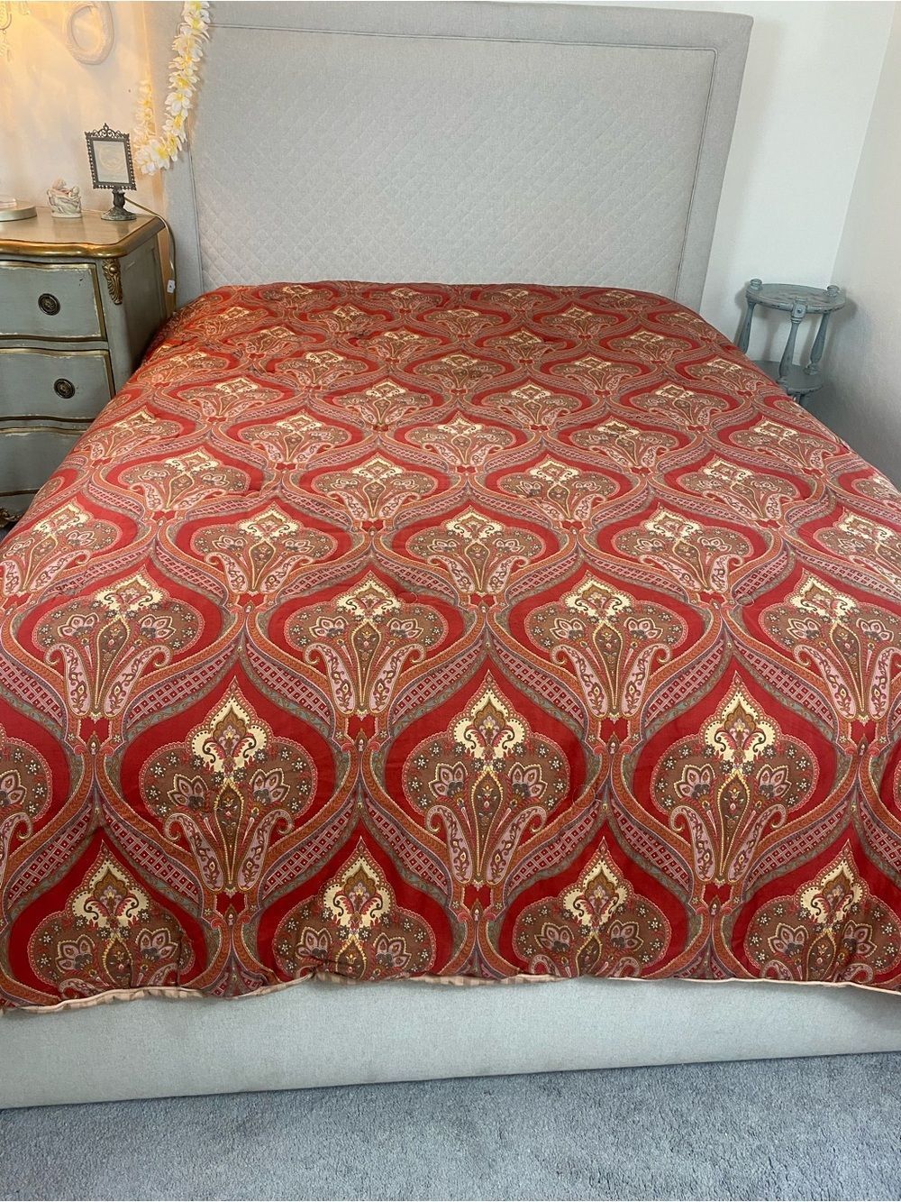 Charisma Red Paisley Comforter with Gold and Brown Accents Queen